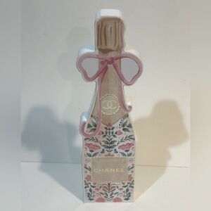 Chanel Floral Pink and Gold Bottle Decor Art NWT